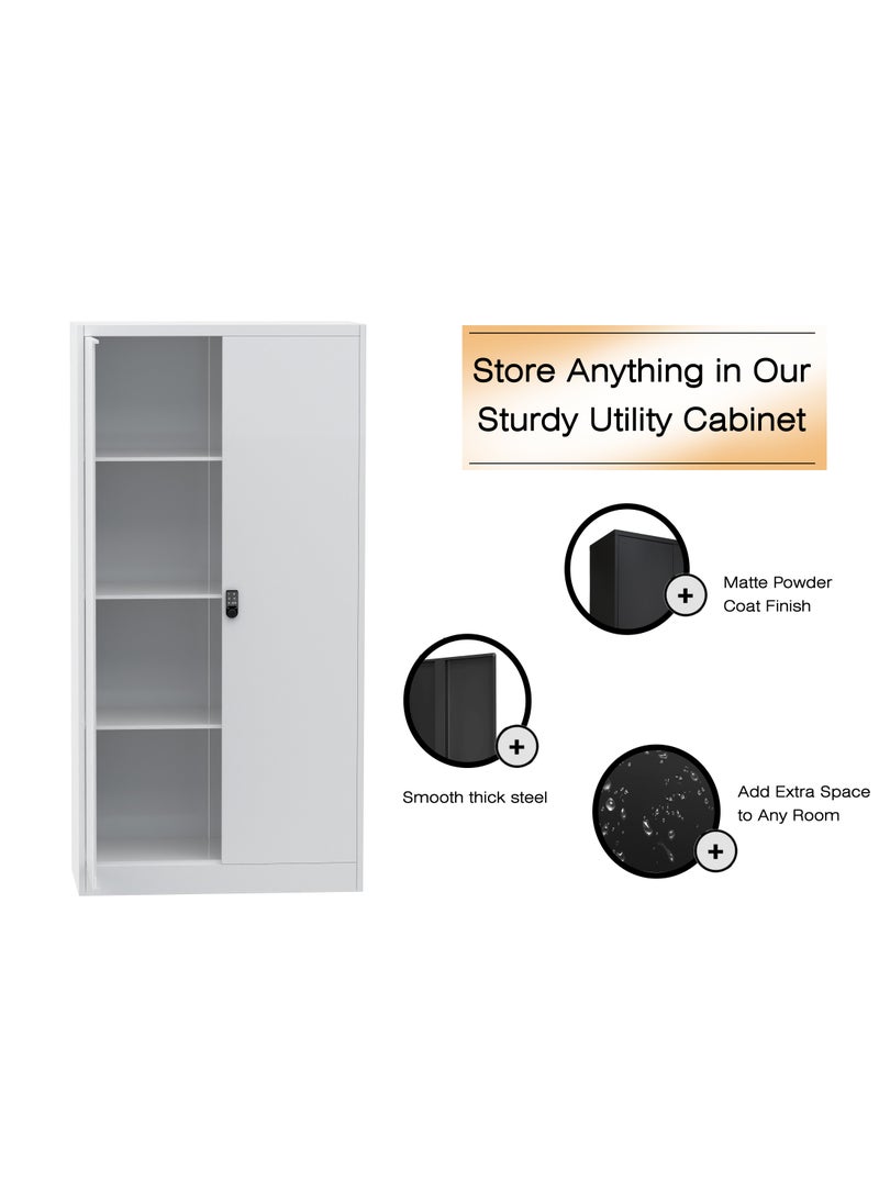 Mahmayi Modern Digital Cupboard - Secure, Stylish, and Adjustable Storage Solution for Documents, Home, and Office - White
