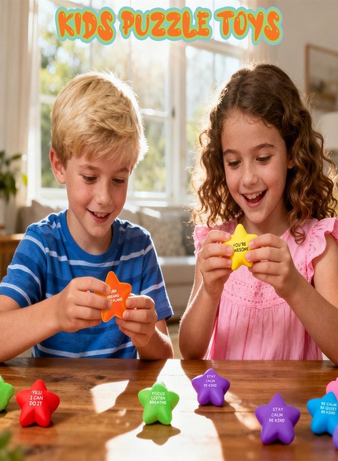 SHQDD 24PCS Bulk Star Stress Balls for Adults & Kids - Motivational Quotes Soft Foam Stress Relief Squeeze Toys, Fidget Anxiety & Anger Relief at Work/School/Home, Perfect Party Favors (Multi-Color) - Image 2