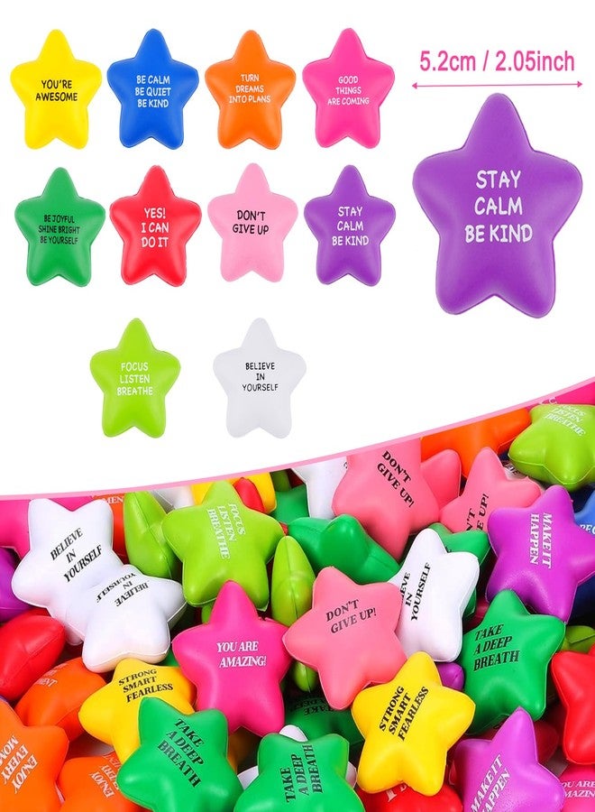 SHQDD 24PCS Bulk Star Stress Balls for Adults & Kids - Motivational Quotes Soft Foam Stress Relief Squeeze Toys, Fidget Anxiety & Anger Relief at Work/School/Home, Perfect Party Favors (Multi-Color) - Image 3