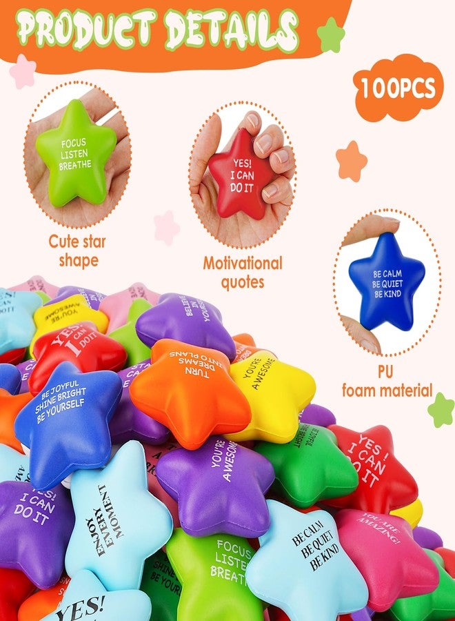 SHQDD 24PCS Bulk Star Stress Balls for Adults & Kids - Motivational Quotes Soft Foam Stress Relief Squeeze Toys, Fidget Anxiety & Anger Relief at Work/School/Home, Perfect Party Favors (Multi-Color) - Image 4