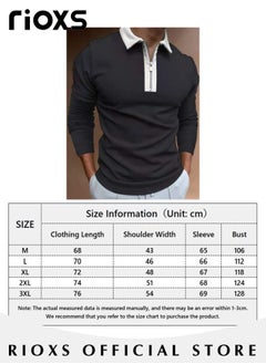 RIOXS Men's Slim-fit Polo Shirt, Basic Long Sleeve T-Shirt, Comfy Breathable Shirt, Classic Tops with Zipper Closure, Reliable Option for Any Man Seeking Comfort without Compromising on Style  - Image 5