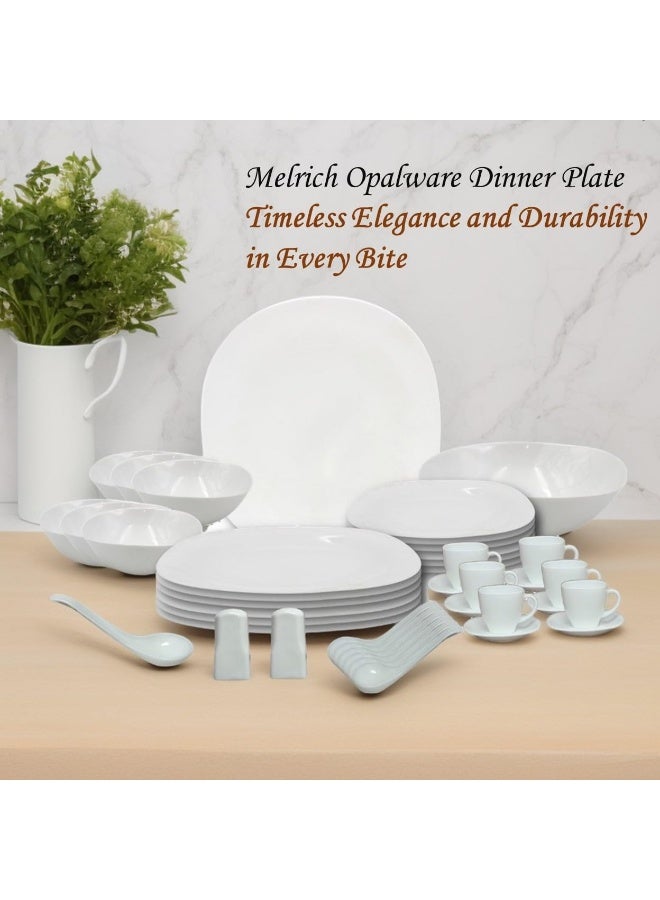 Melrich طقم عشاء أوبال وير من ميلريتش مكون من 40 قطعة، 6 أطباق عشاء، 6 أطباق حلوى، 6 أوعية، 6 ملاعق حساء، 6 أكواب، 6 صحن، 1 مملحة، 1 مغرفة فلفل، 1 مغرفة كاري، 1 وعاء تقديم - Image 2