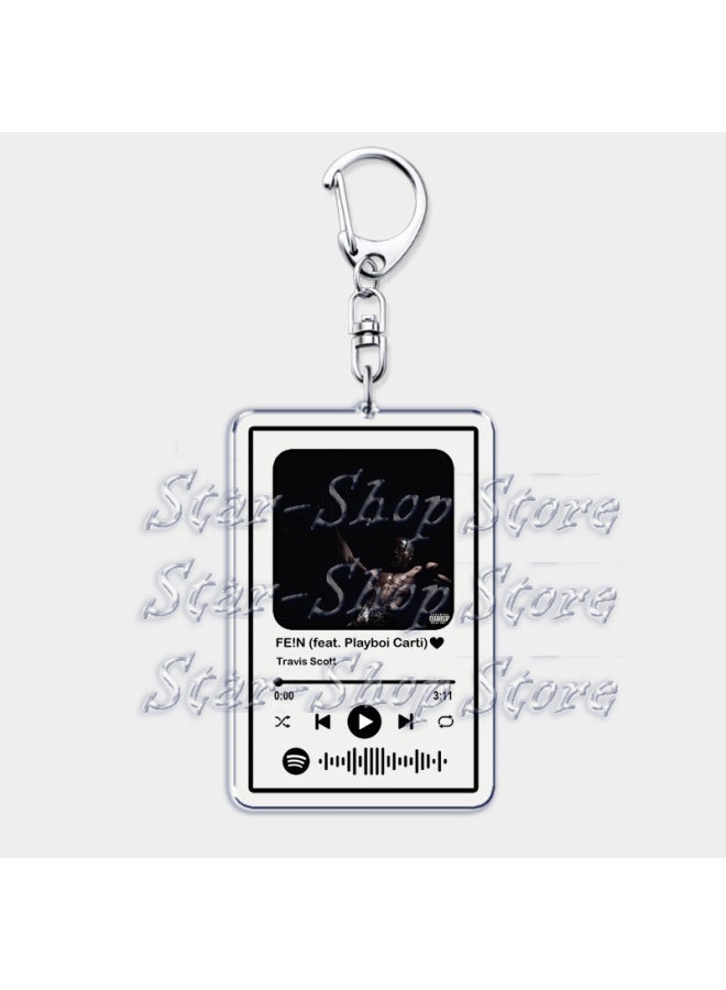 Generic Hot Hip Hop Rap Singer Music Keychains for Women Man Accessories Bag Goosebumps Playlist Code Keying Jewelry Fans Friends Gift-Color:FEIN-Ships From:CHINA  - Image 1
