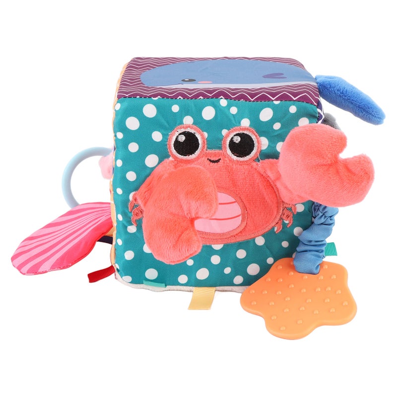 Baby Soft Cube Soothing Hand Rattle Ball Soft Rich Colors Baby Cloth Activity Toy for Crib - Image 1