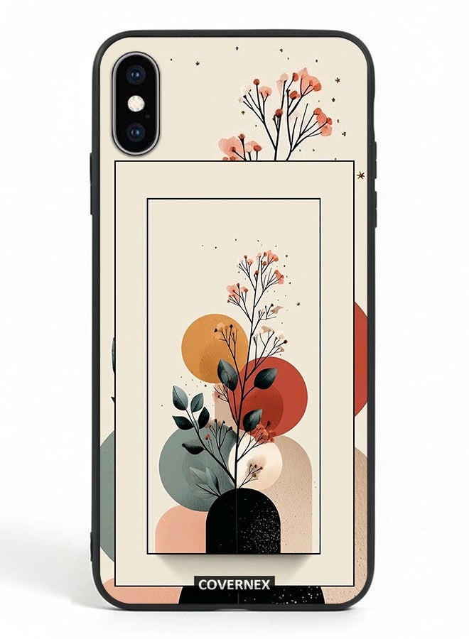 Covernex Apple iPhone Xs Protective Case Cover Printed Featuring Minimalist Plant and Abstract Shapes - Image 2