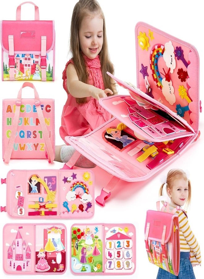 BeFunky Montessori Toys for Ages 2-4, Busy Board 1-4 Year Old Girl Birthday Gift 17 in 1 Preschool Learning Activities with 12 Life Skill, Number,Shape,Dressup,Animal,Figures (Princess) - Image 1