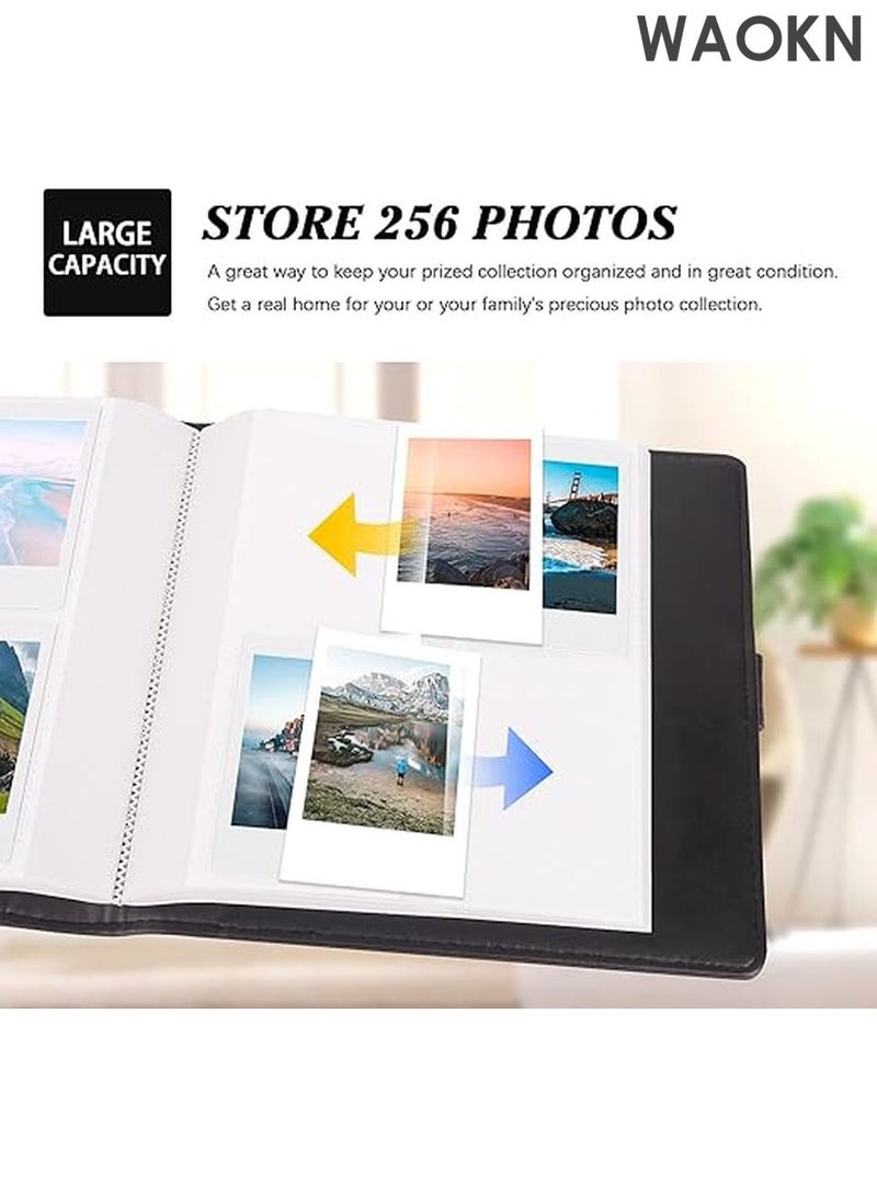 دبليو أيه أو كي أن ألبوم صور محمول صغير للعائلة يحتوي على 256 جيبًا، ألبومات ذكريات عائلية صغيرة، كتاب صور لكاميرا فوجي فيلم إنستاكس ميني لي بلاي 11 90 70 50S 26 25 9 8+ 8 7S الفورية، طابعة للكاميرات العائلية وحفلات الزفاف والسفر والأولاد والبنات وأعياد الميلاد (أسود) - Image 2