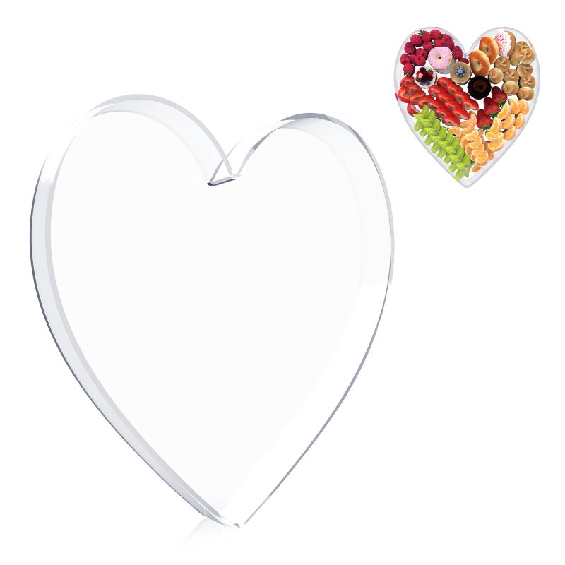 RUFHVTY 13.8" Acrylic Heart Shaped Charcuterie Board, Heart Plates for Dessert Appetizer Display, Love Serving Tray for Valentines Day Birthday Anniversaries Table Decorations Supplies - Image 1