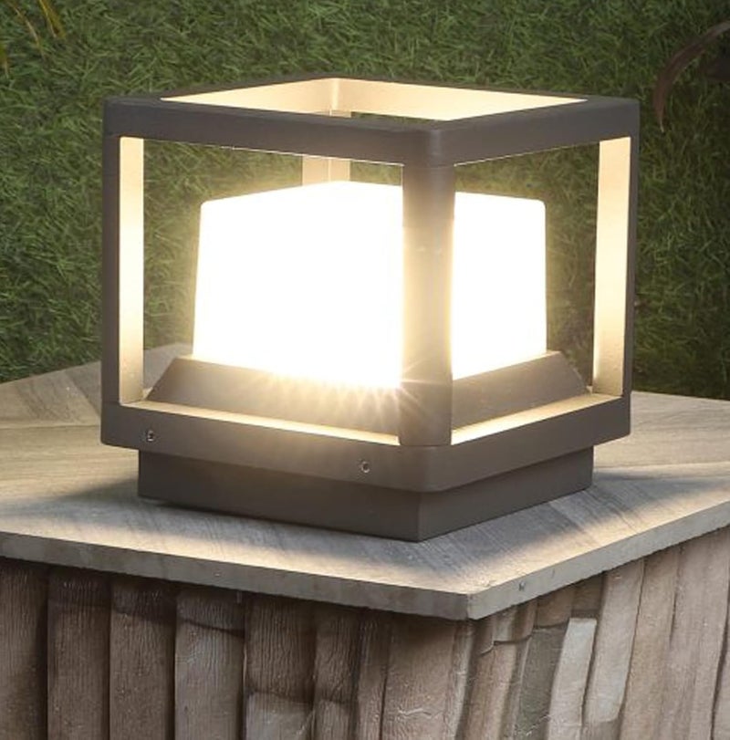 JACKAL Modern LED Post Light, Outdoor Waterproof Garden Pillar Lamp, Black Aluminum, Square Design, Warm White Light, for Patio Deck Fence with 1 Year Warranty - Image 1
