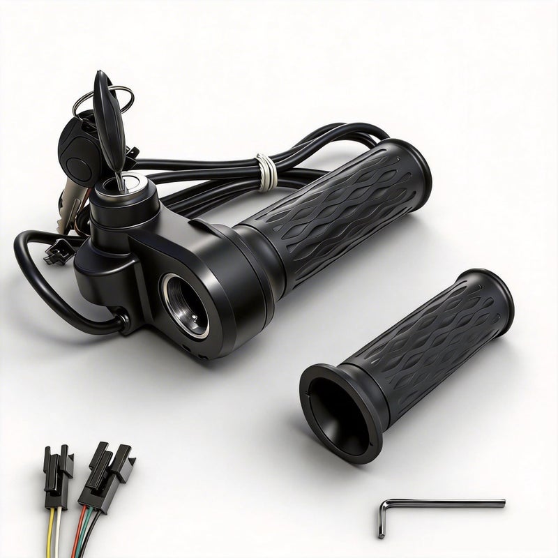 SWRXEarn Full Twist Throttle for Ridstar Q20H20 Series 3Pin Waterproof Ebike Throttle with Key Lock Universal Voltage Plug and Play Throttle Fit 22mm Handlebars AntiSlip Grips for Electric BikesScooters - Image 3