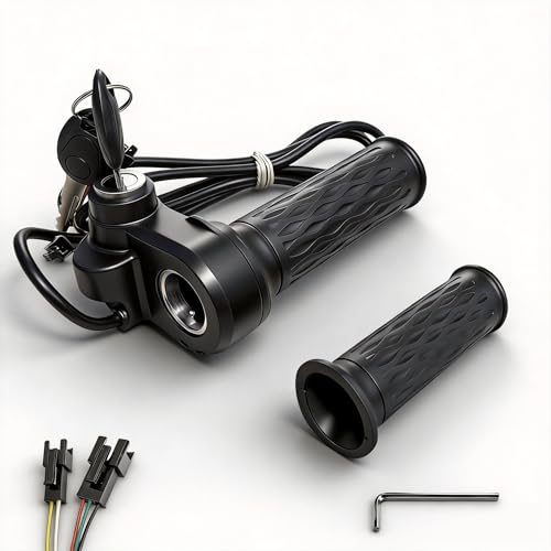 SWRXEarn Full Twist Throttle for Ridstar Q20H20 Series 3Pin Waterproof Ebike Throttle with Key Lock Universal Voltage Plug and Play Throttle Fit 22mm Handlebars AntiSlip Grips for Electric BikesScooters - Image 1