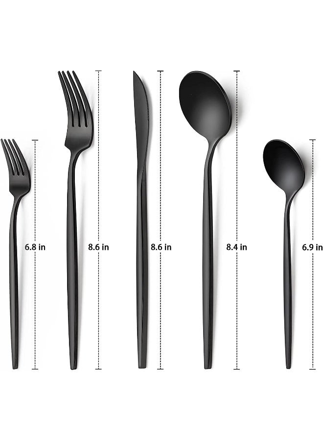 EWFEN 60-Piece 12 Setting Black Silverware, Food-Grade Stainless Steel Flatware Cutlery Set for Home, Office, Restaurant, Hotel - Image 2