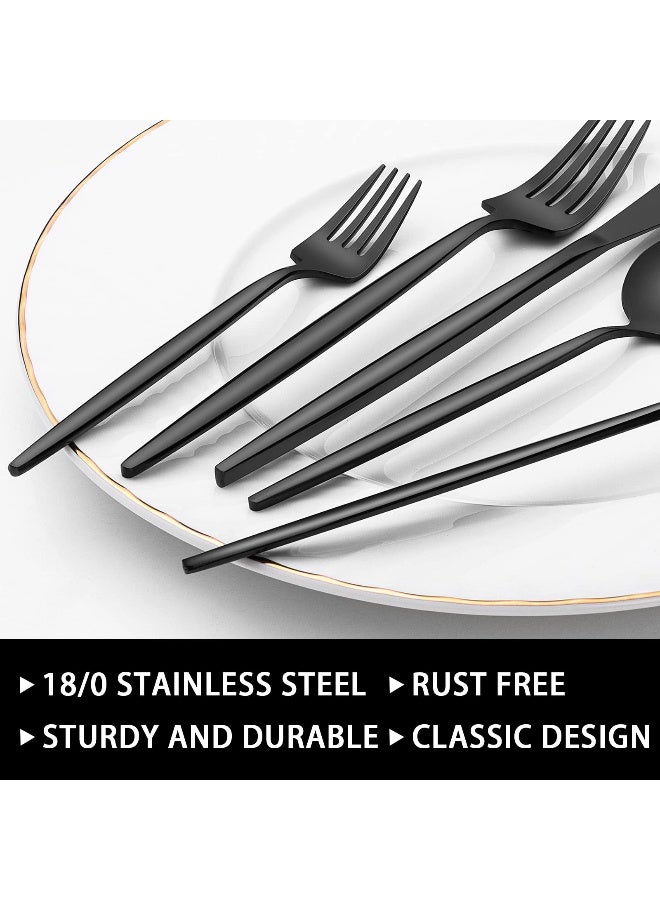 EWFEN 60-Piece 12 Setting Black Silverware, Food-Grade Stainless Steel Flatware Cutlery Set for Home, Office, Restaurant, Hotel - Image 4