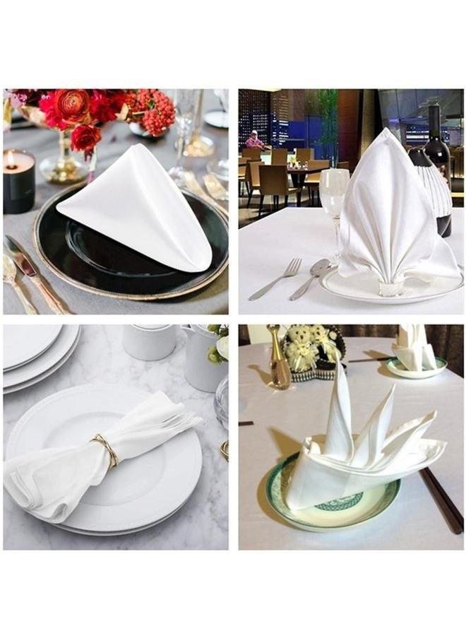 20-pack Cloth Napkins, Premium Quality Cotton,Machine Washable Oversized Cloth Dinner Table Napkins for Wedding/restaurant/hotel/party/holiday Dinner(White,50 X 20 cm) - Image 2