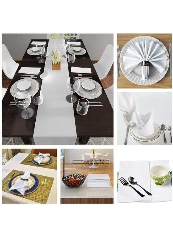 20-pack Cloth Napkins, Premium Quality Cotton,Machine Washable Oversized Cloth Dinner Table Napkins for Wedding/restaurant/hotel/party/holiday Dinner(White,50 X 20 cm) - Image 4