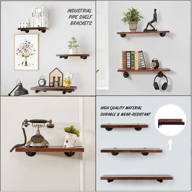 Ycco Industrial Black Iron Pipe Shelf Brackets Wall Mount Diy Shelving Brackets Pipe Decor Wall Rustic Garment Rack Hardware Included  10 Inch Set Of 10 - Image 4