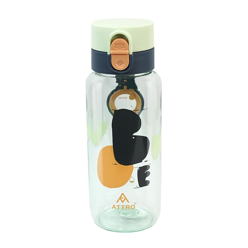Attro Ben 650Ml Cute And Convenient Cartoon Printed Kids Plastic Water Bottle With Designer Hand Strap & Flip Lid Bpa-Free,Leak-Proof,Easy To Clean-Perfect For School,Sports And Travel,Mint Green - Image 5