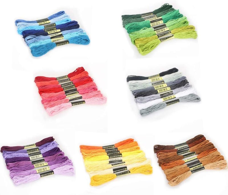 klarako Embroidery Thread, 100% Cotton, 50 x Assorted Coloured Skeins - Image 1