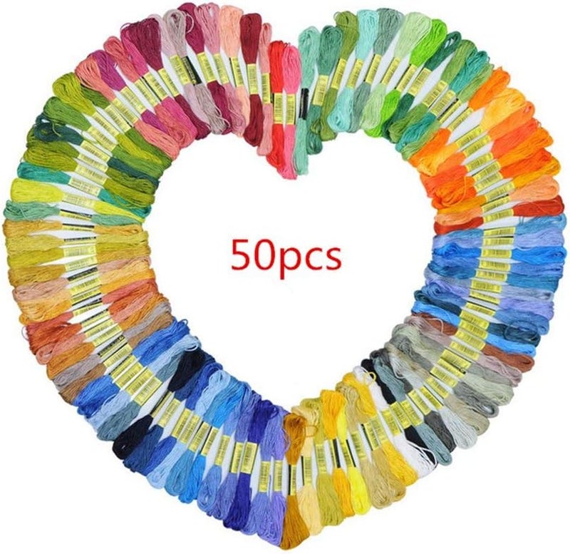klarako Embroidery Thread, 100% Cotton, 50 x Assorted Coloured Skeins - Image 2