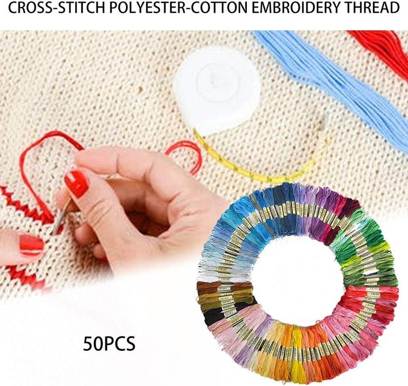 klarako Embroidery Thread, 100% Cotton, 50 x Assorted Coloured Skeins - Image 3