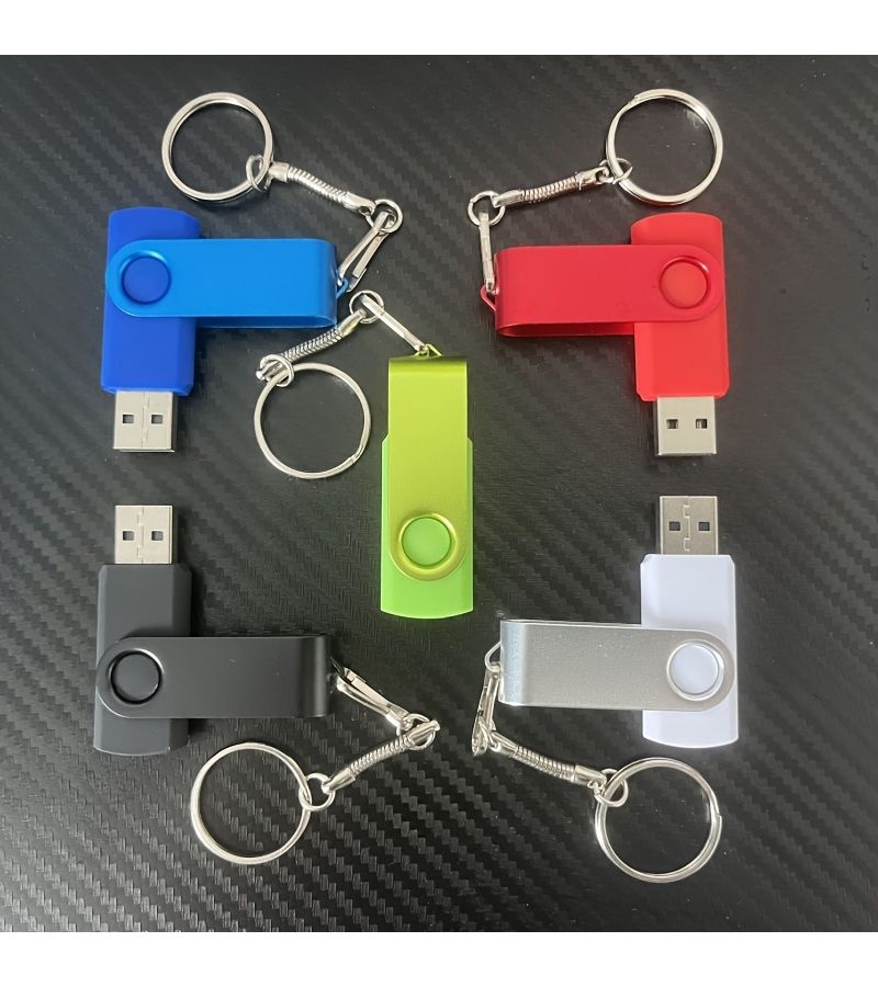 5 قطع 16 جيجابايت ملونة معدنية قابلة للدوران عصا ذاكرة USB فلاش درايف عالي السرعة محمول للتخزين الخارجي مع سلسلة مفاتيح مجانية هدية تجارية - Image 5