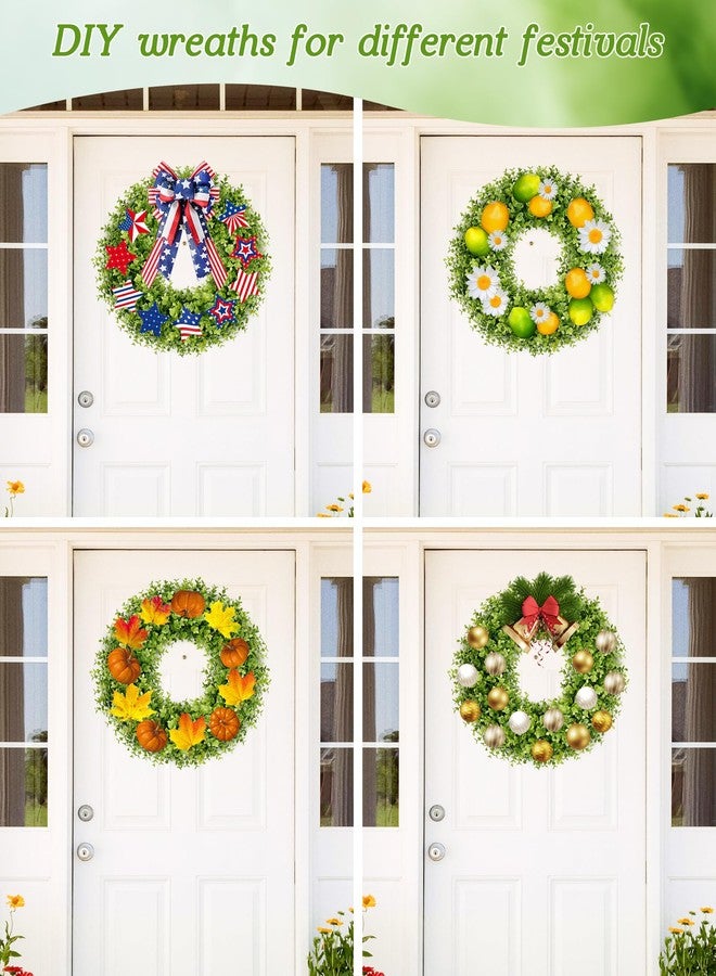 Vlorart 22 Inch Boxwood Wreaths for Front Door, Artificial Spring Wreath with Sash for Porch Window Wall Farmhouse Wedding Home Decorations, Summer Green Wreath for Year Round Indoor & Outdoor - Image 4
