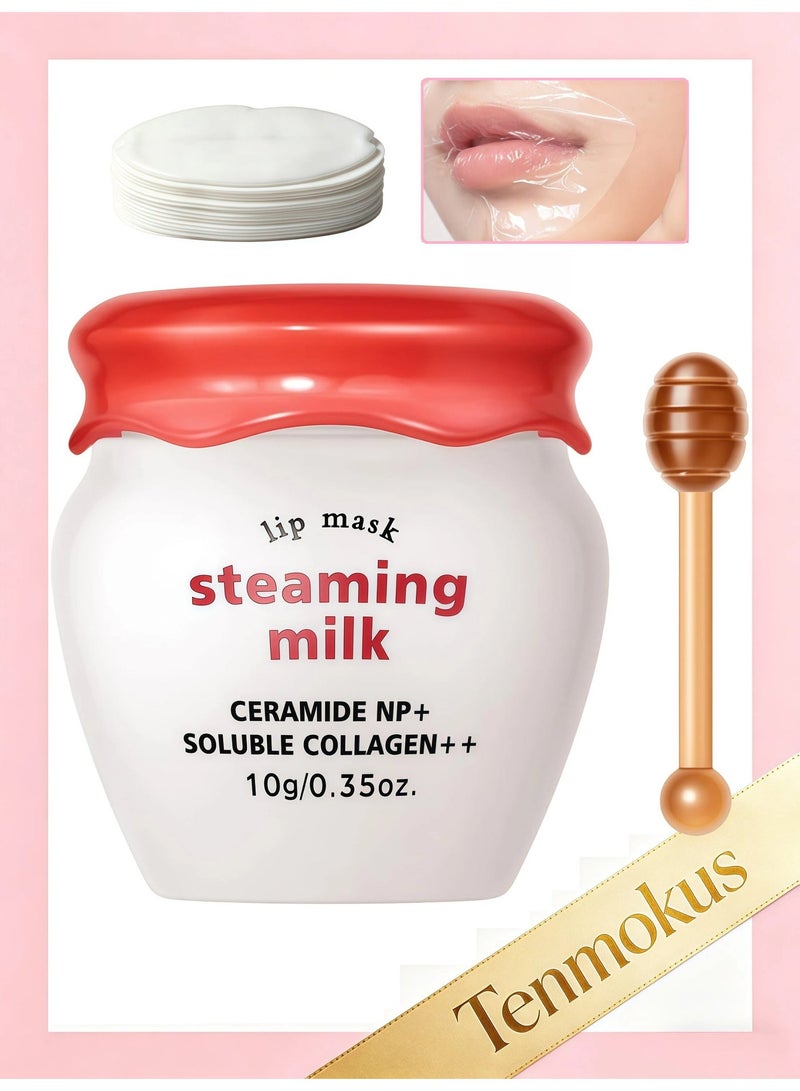 Tenmokus Milk Collagen Lip Sleeping Mask,with 100 pieces of lip mask paper,- Overnight Repair for Dry, Cracked Lips & Dark Lines - Image 1