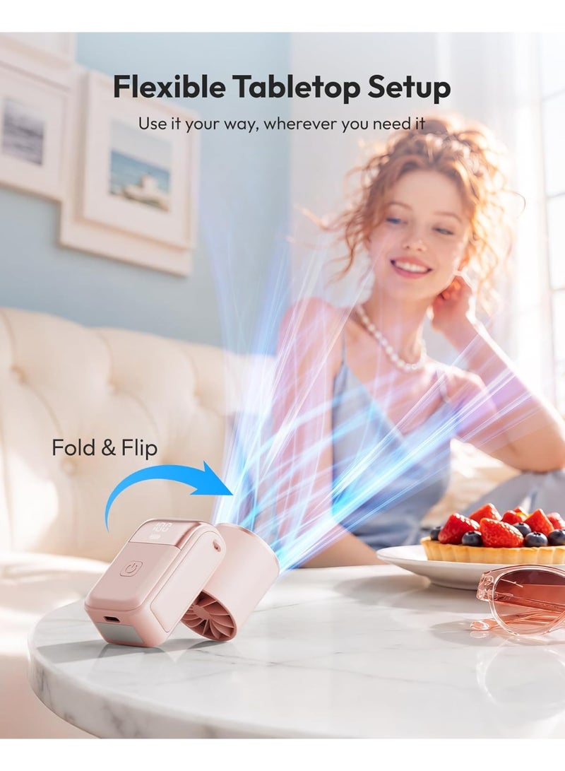 Gaiatop Mini Portable Handheld Fan, 6-Speed Turbo Cooling, Max 15 Hrs Rechargeable Personal Pocket Fan, 3-in-1 Foldable Small Hand Fans for Outdoor Camping Travel Essentials, Gifts for Women Men, Pink - Image 5