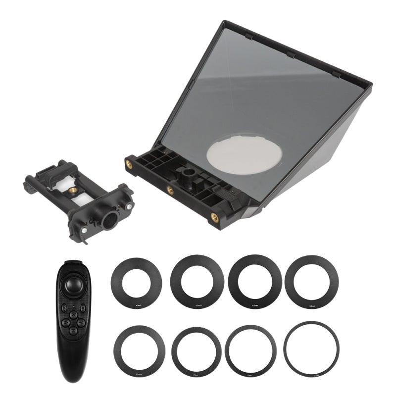 Feelworld Teleprompter: Portable Speech Prompter With 8pcs Adapter Rings, High Reflective Mirror, Wide Angle Lens Support - Remote Control Enabled, Smartphone Assistant for DSLR Camera, Video Recording, Live St - Image 3