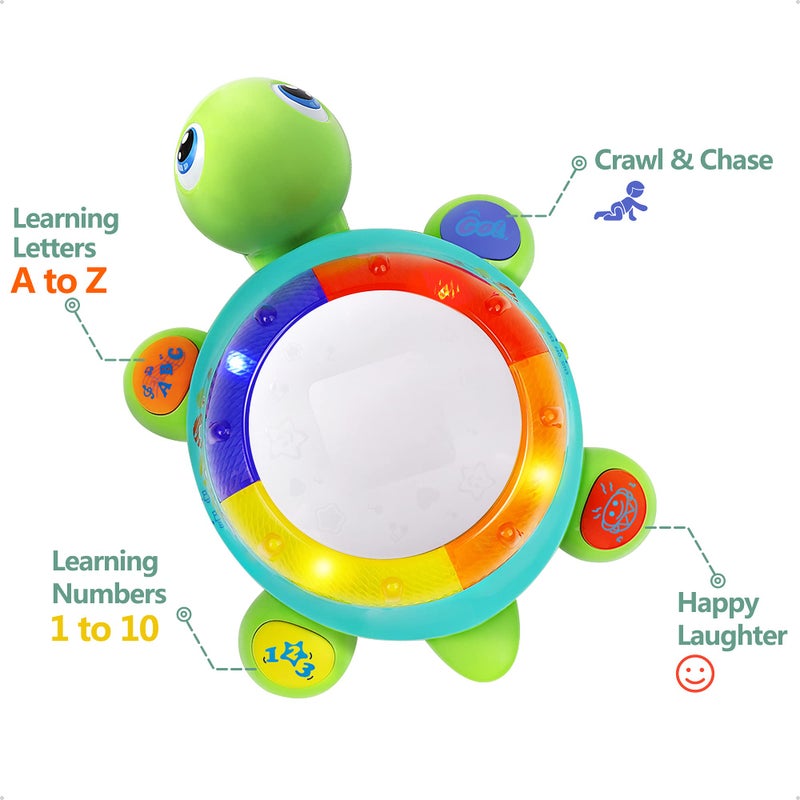 iPlay, iLearn Baby Musical Turtle Toy, Spanish English Bilingual Learning, Toddler Crawling Toys W/ Light & Sound, Infant Development Educational Birthday Gifts 6 7 8 9 10 12 Month 1 Year Old Boy Girl - Image 2
