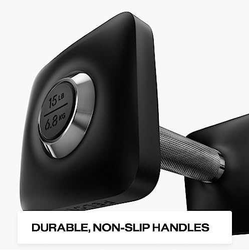 Peloton Dumbbells | Ergonomically Designed Pair of Cast Iron Weights With Urethane Coating and Nonslip Grip, Available in Set of Two - 5 lb, black - Image 3