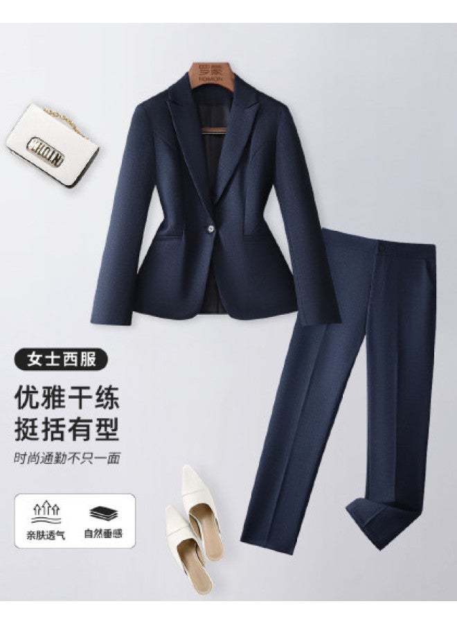 ROMON Women'S Business Casual Suit, Elegant And Simple Ladies' Set, Slim-Fitting Two-Piece Suit Set - Image 1