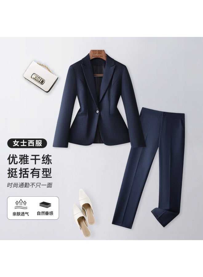 ROMON Women'S Business Casual Suit, Elegant And Simple Ladies' Set, Slim-Fitting Two-Piece Suit Set - Image 2