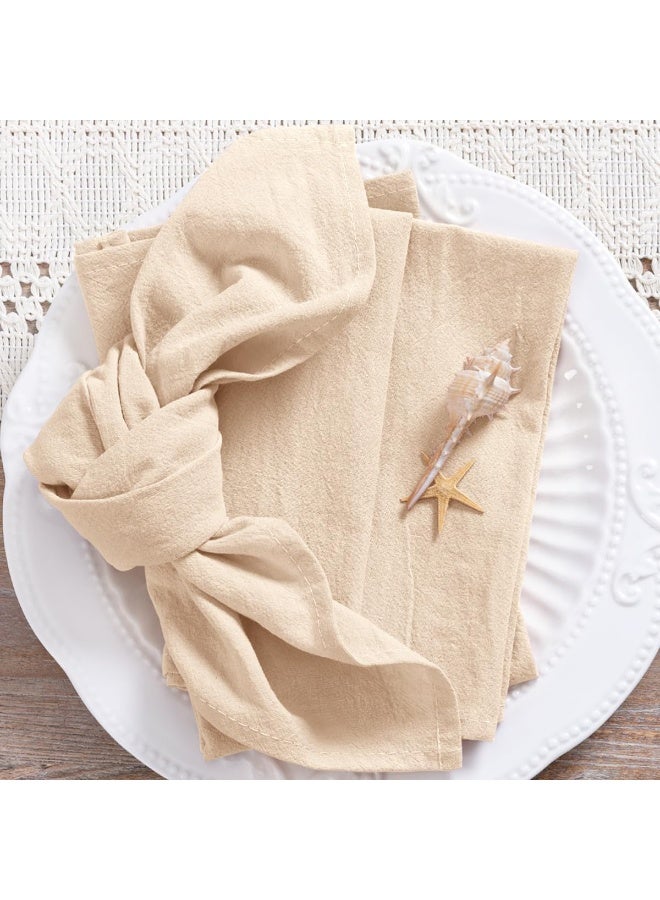 Arabest Rustic Washable Cotton Linen Napkins, Set of 4  Reusable Dinner Napkins Cloth for Wedding Baby Shower Party Gathering Everyday Use(40CMx40CM) - Image 2