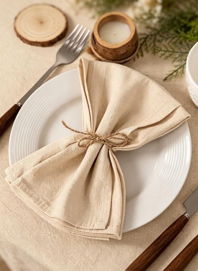 Arabest Rustic Washable Cotton Linen Napkins, Set of 4  Reusable Dinner Napkins Cloth for Wedding Baby Shower Party Gathering Everyday Use(40CMx40CM) - Image 1