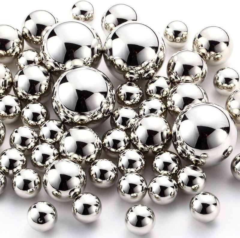 NOTCHIS 50 Pcs Silver Faux Pearls No Hole Plastic Beads Centerpieces Vase Filler Decorations, Ideal for Wedding Table Reception Birthday Party Holding Makeup Brushes Home Decor (Size:14/20/30mm) - Image 1