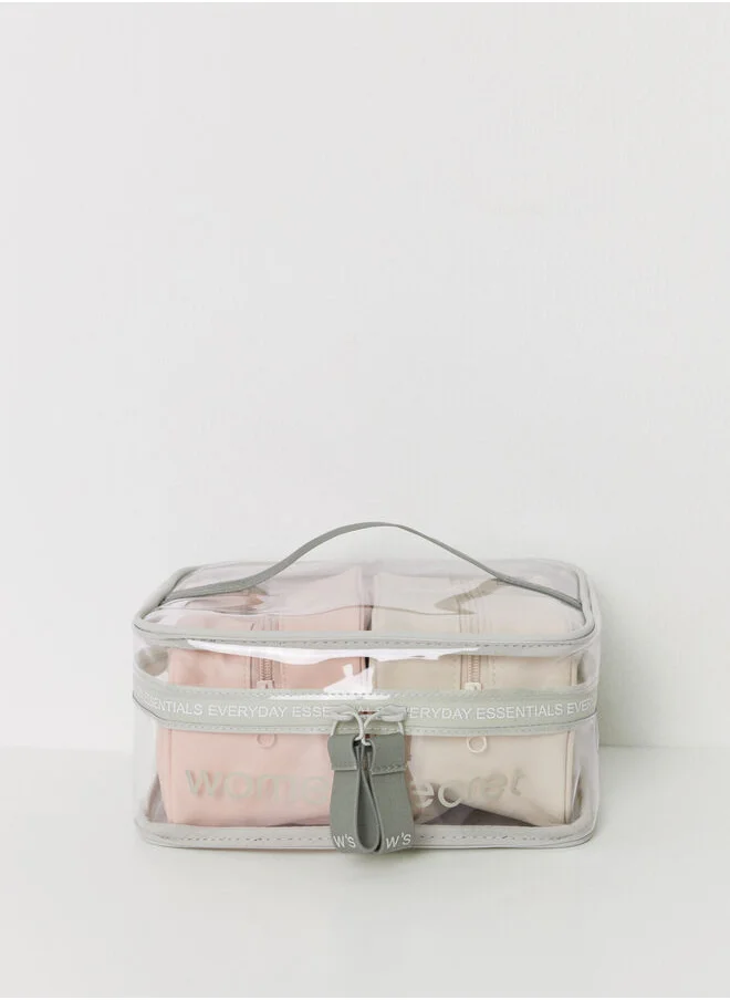 women'secret Pack of 2 small pink and beige toiletry bags
