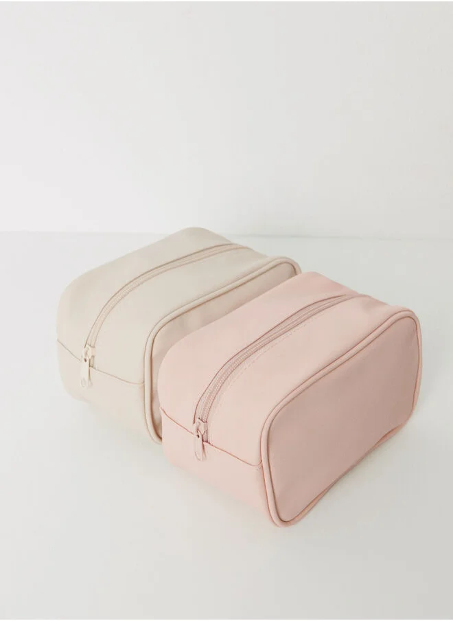 women'secret Pack of 2 small pink and beige toiletry bags
