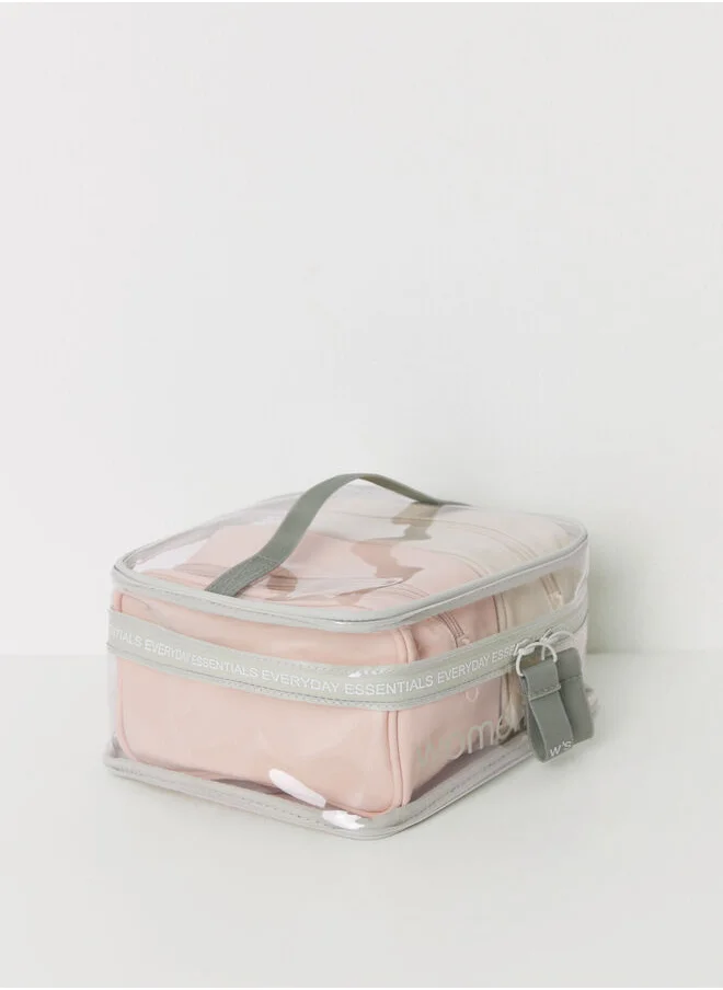 women'secret Pack of 2 small pink and beige toiletry bags