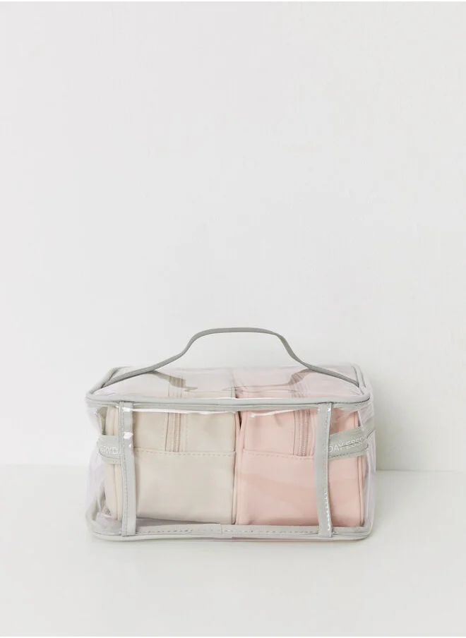 women'secret Pack of 2 small pink and beige toiletry bags