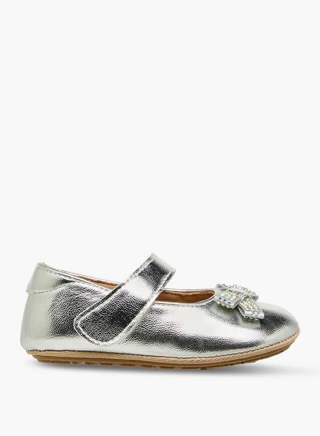 Barefeet Booties With Hook & Loop Closure, Embellished Bow