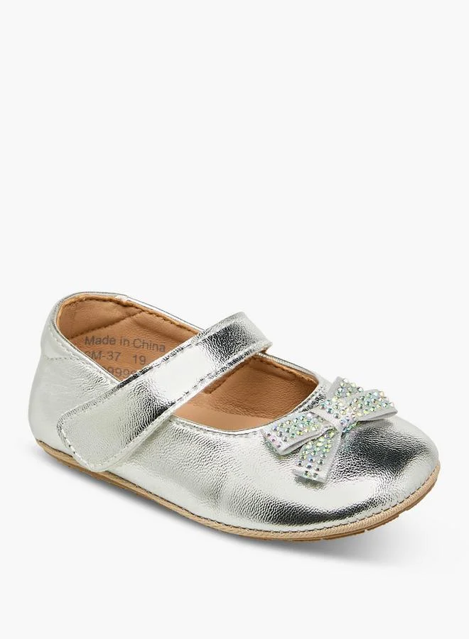 Barefeet Booties With Hook & Loop Closure, Embellished Bow