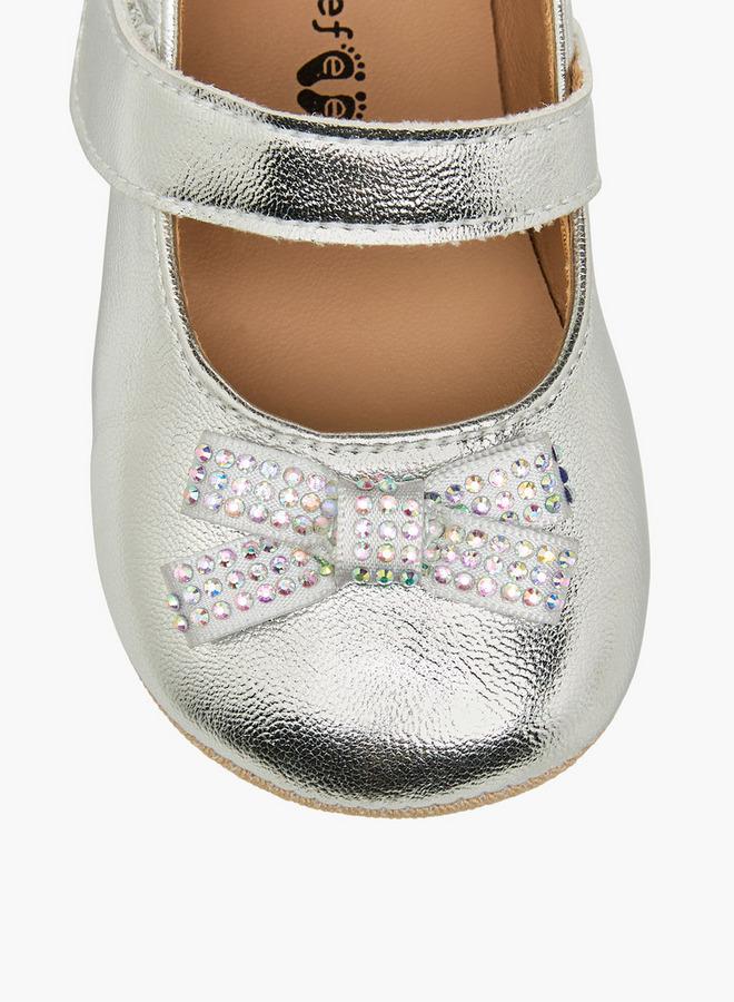 Barefeet Booties With Hook & Loop Closure, Embellished Bow - Image 4