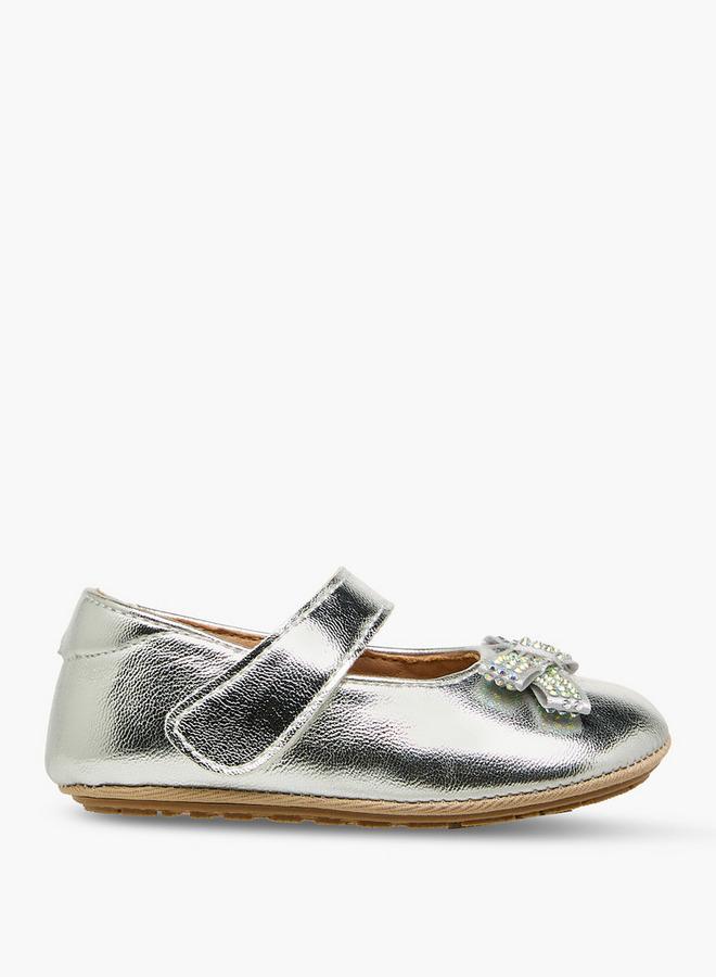 Barefeet Booties With Hook & Loop Closure, Embellished Bow - Image 3