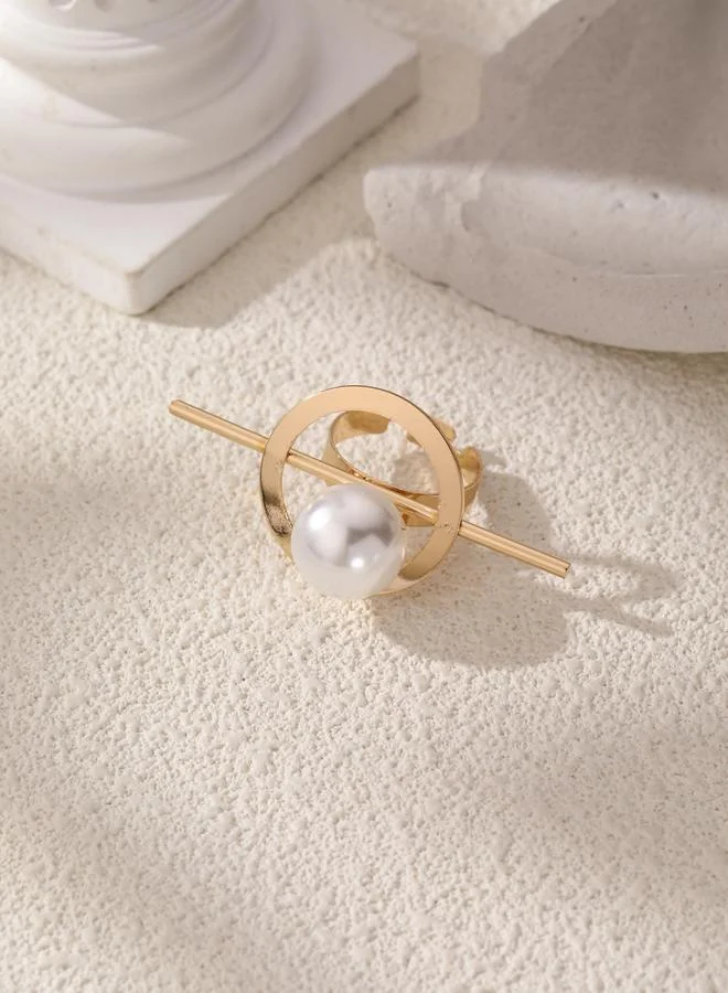 تايك تو خاتم مزين بلؤلؤ صناعي بتصميم غير منتظم