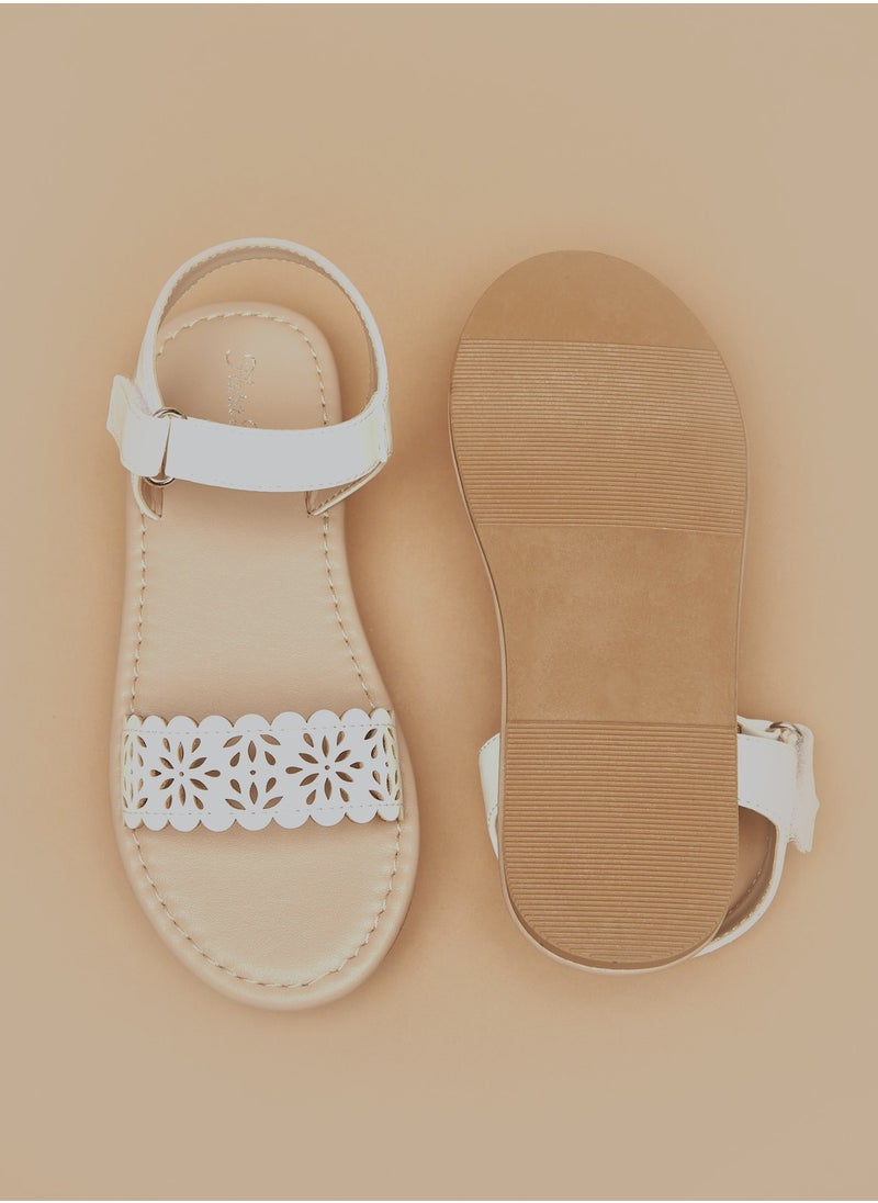 Girls Cutwork Detail Sandals with Hook and Loop Closure - pzsku/Z1B9D49A768583C682940Z/45/_/1709826854/8e8ad570-5419-4c47-8cb1-293b1809b761