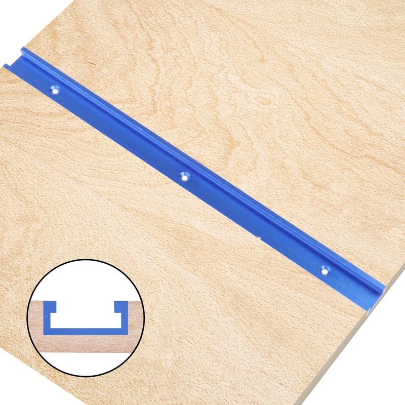 KETIPED 2pc Aluminum 400mm Double-Cut Profile Universal 3/4" T-Track with Predrilled Mounting Holes and Wood Screws,30 Type T Track for Woodworking Jigs and Fixtures,Drill Press Table,(15.75in)-BL - Image 3