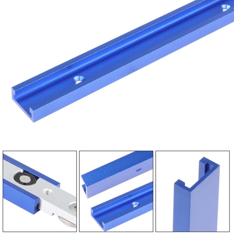 KETIPED 2pc Aluminum 400mm Double-Cut Profile Universal 3/4" T-Track with Predrilled Mounting Holes and Wood Screws,30 Type T Track for Woodworking Jigs and Fixtures,Drill Press Table,(15.75in)-BL - Image 5