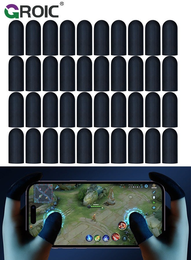 GROIC 40 Pack Finger Sleeves for Mobile Gaming, Silver Fiber Thumb Sleeves Protector Phone Gaming, Smooth Operation & Highly Touch-Responsive, Anti-Sweat  - Image 1