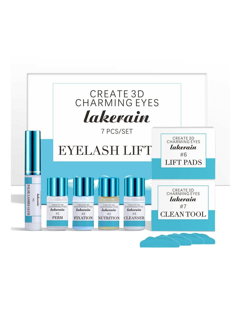 lakerain 7-Pieces Advanced Longlasting Lash Lift Eyelash Perming Mixed Eyelash Lifting Curler and Perming Kit with Nutrition Set for Women - Image 2